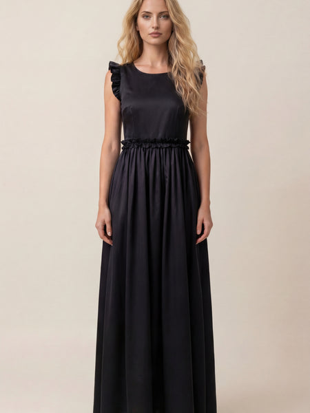 Black Ruffled Maxi Dress