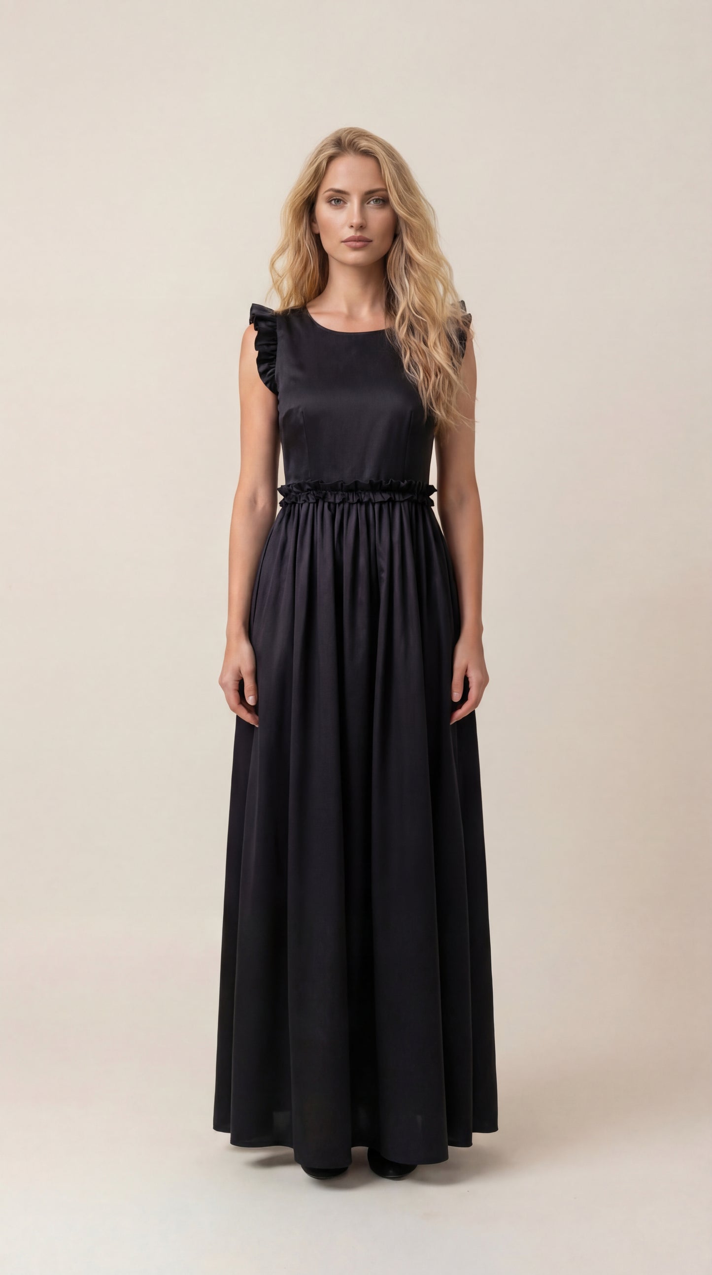 Black Ruffled Maxi Dress