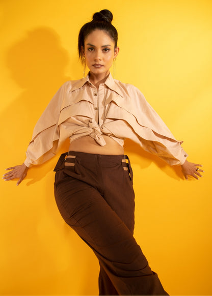 oversized pleated shirt