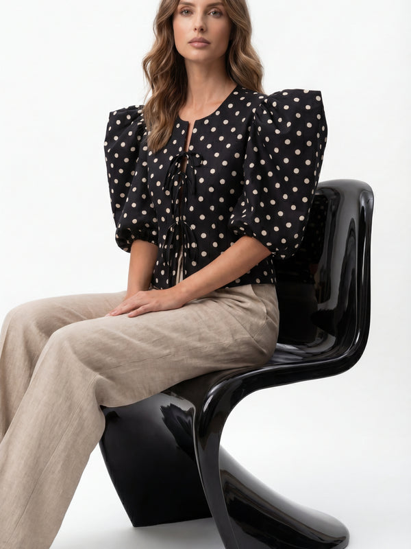Black Polka Dot Top
