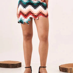 Multi color wavy cut mini skirt