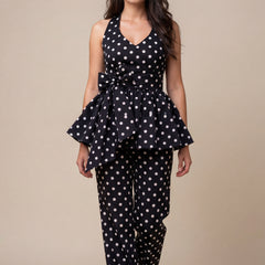 Black Polka Dot Halter Co-ord Set