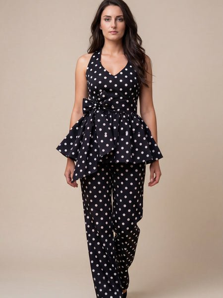 Black Polka Dot Halter Co-ord Set