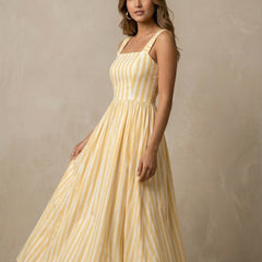 Striped Midi Dress with Pockets