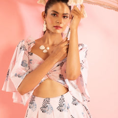 Printed Mini Dress with Ruffled Shoulder