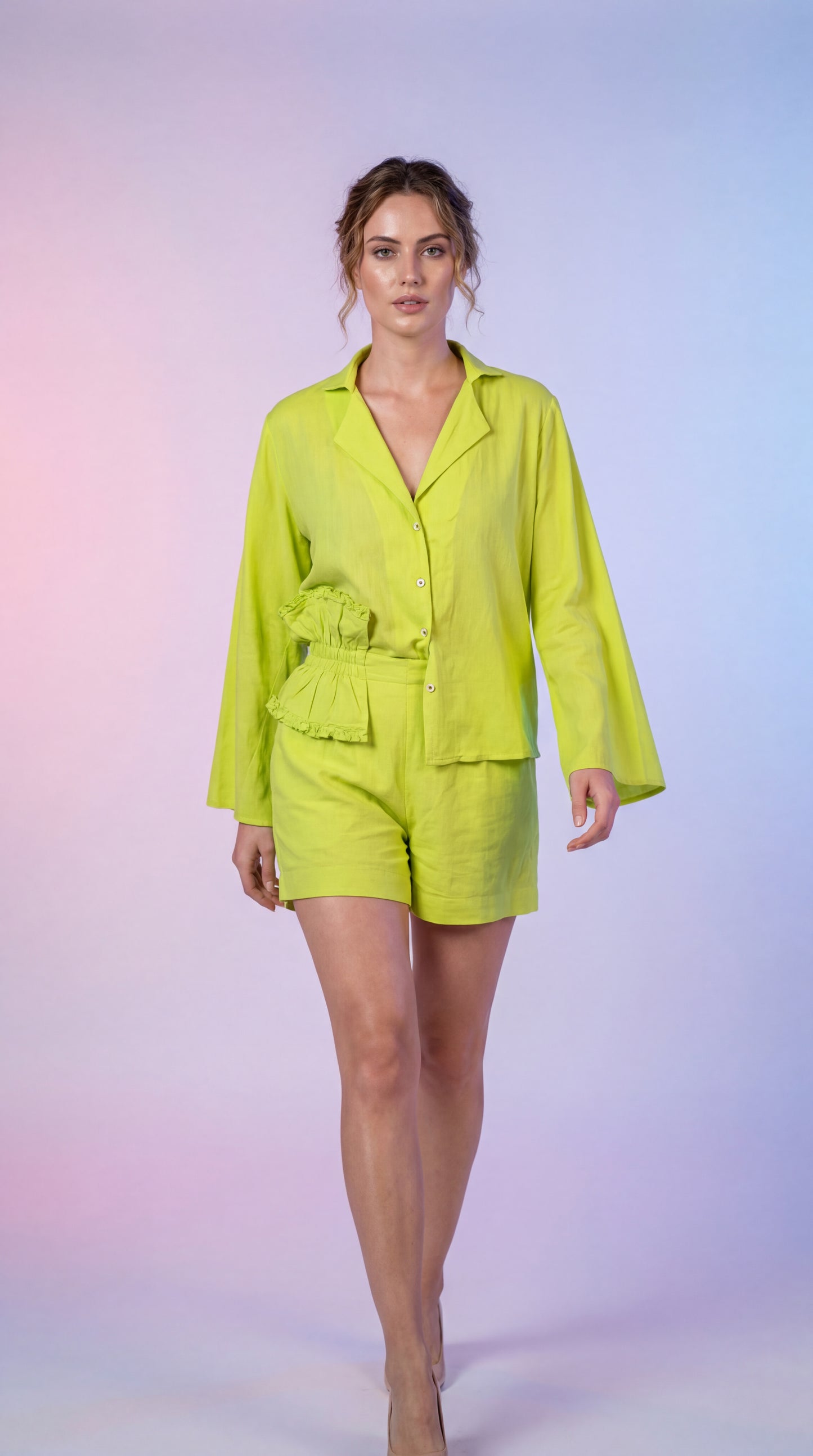 Lime Green Shirt & Shorts Co-ord