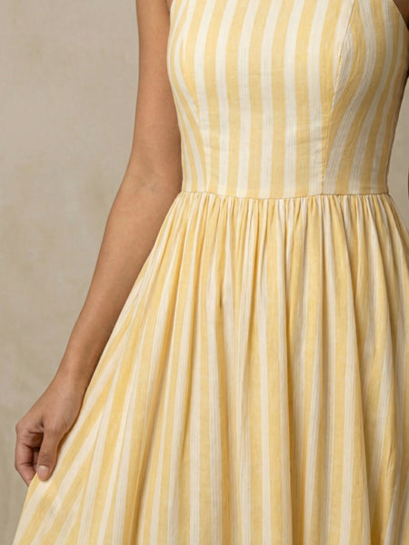 Striped Midi Dress with Pockets