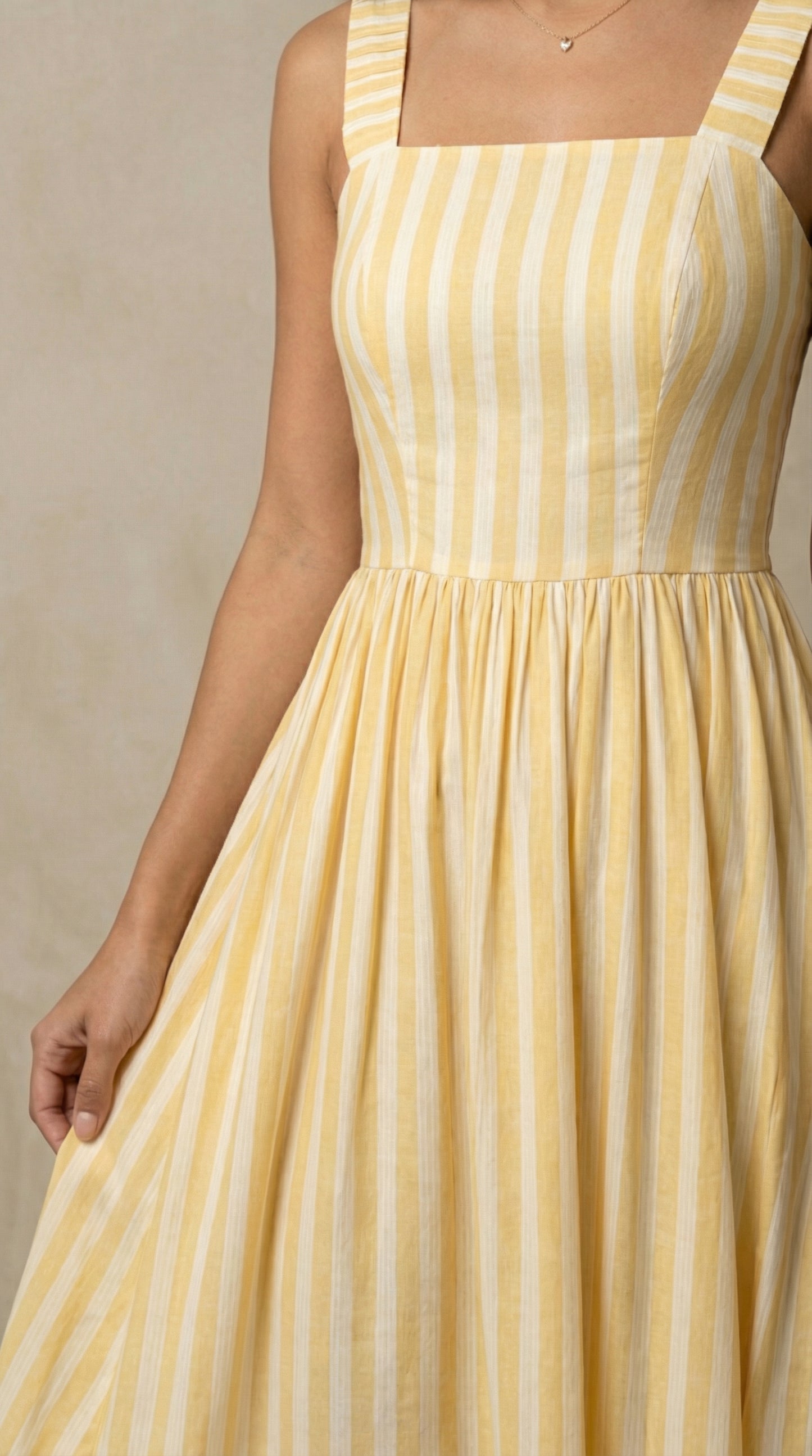 Striped Midi Dress with Pockets