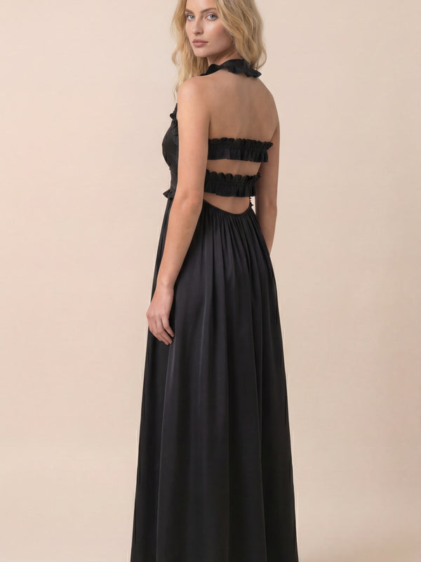 Black Ruffled Maxi Dress