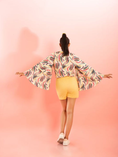 Printed Shirt with Butter Yellow Skorts