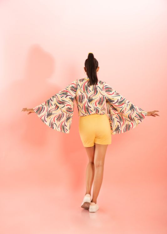Printed Shirt with Butter Yellow Skorts