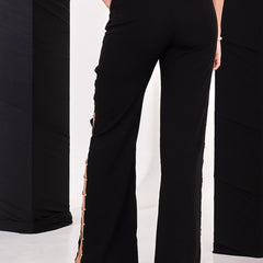 Black rhinstone wide leg pant
