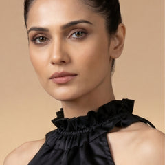 Black Halter Neck Fan Top