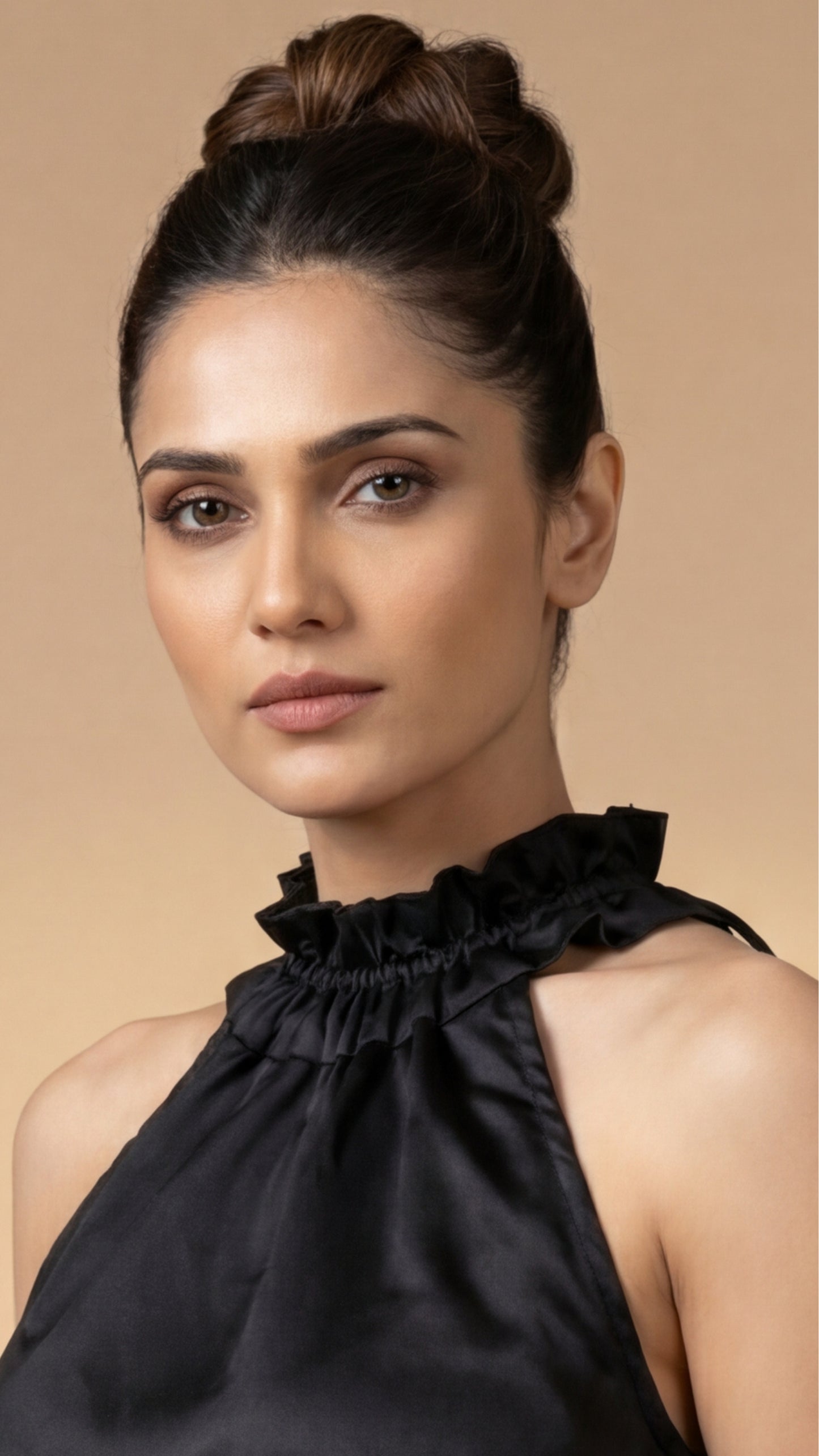 Black Halter Neck Fan Top