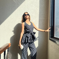 Black Polka Dot Halter Co-ord Set