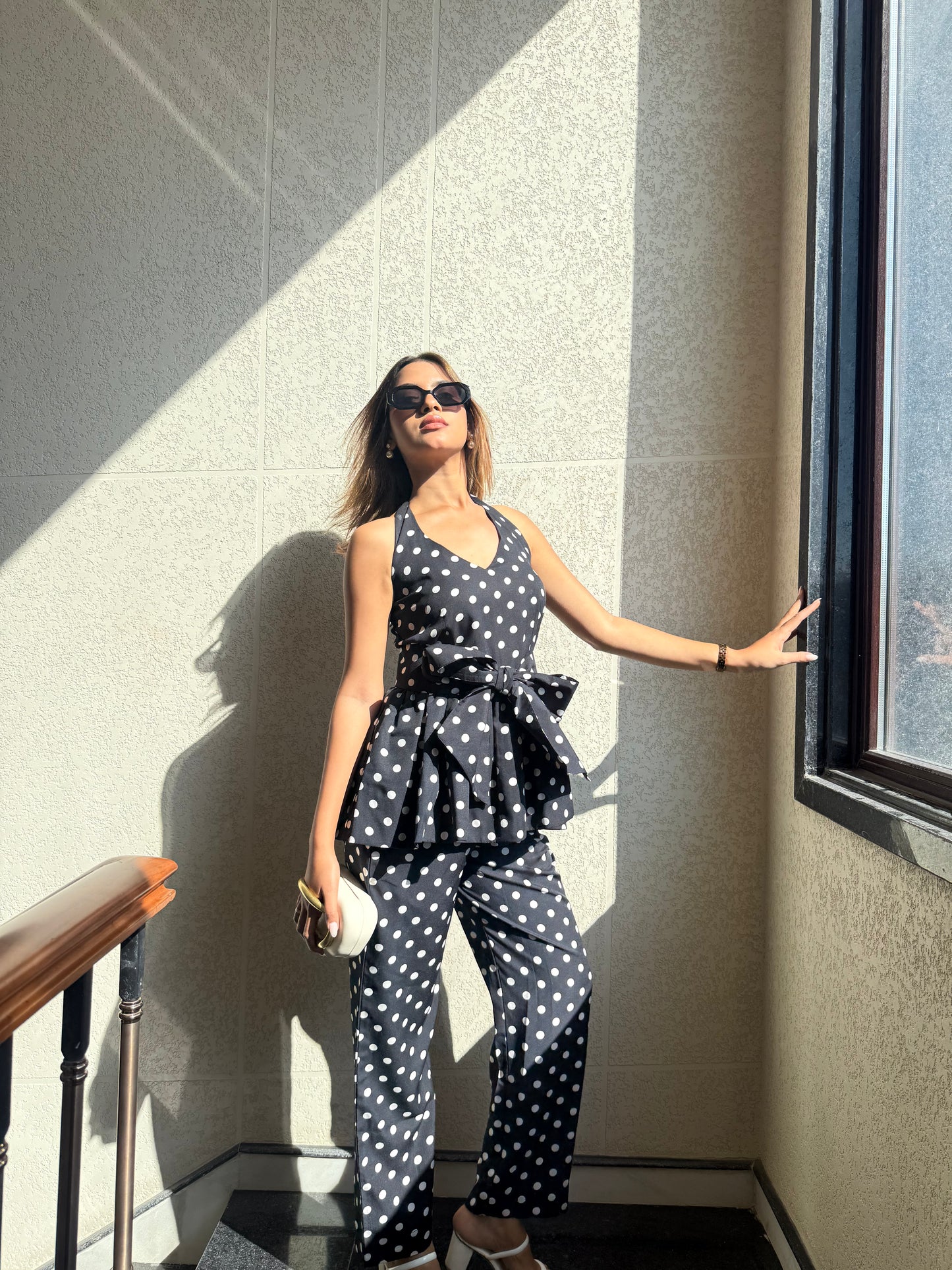 Black Polka Dot Halter Co-ord Set