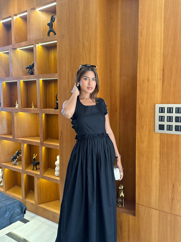 Black Ruffled Maxi Dress