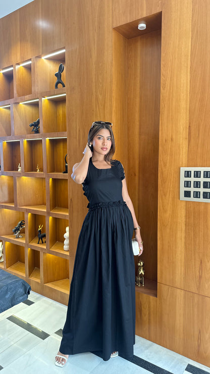 Black Ruffled Maxi Dress