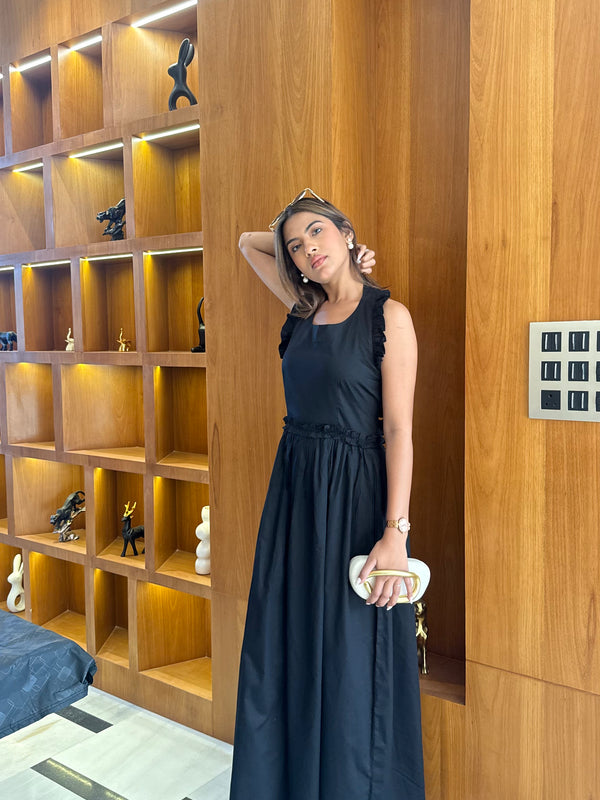 Black Ruffled Maxi Dress