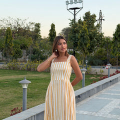 Striped Midi Dress with Pockets