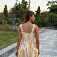 Striped Midi Dress with Pockets