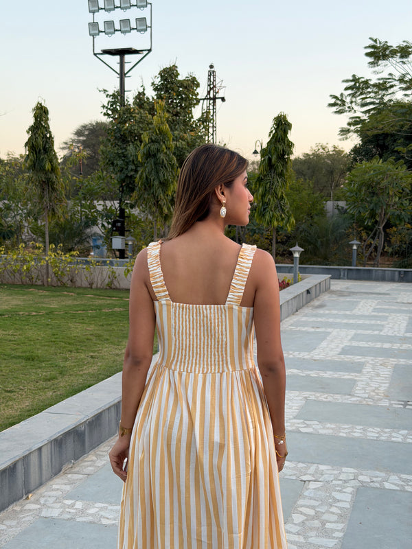 Striped Midi Dress with Pockets