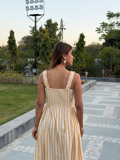 Striped Midi Dress with Pockets