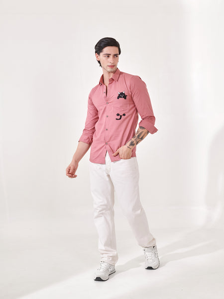 Cat Embroidered Shirt