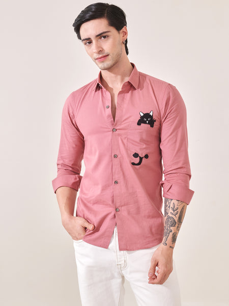 Cat Embroidered Shirt