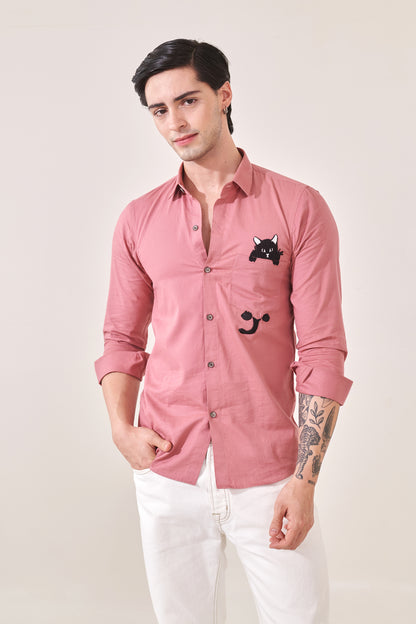 Cat Embroidered Shirt