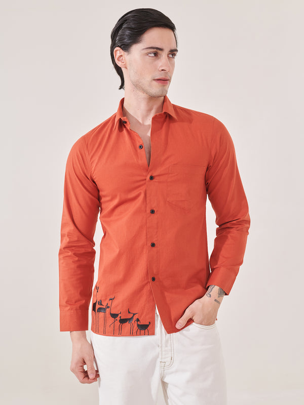 Animal Caricature Embroidered Shirt