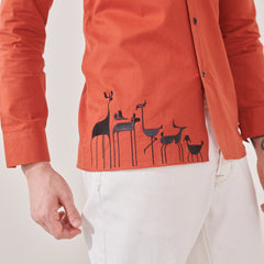 Animal Caricature Embroidered Shirt