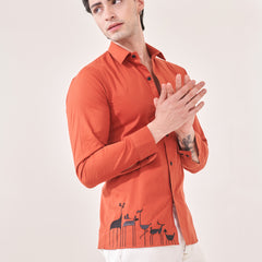 Animal Caricature Embroidered Shirt