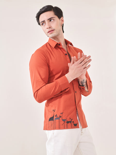 Animal Caricature Embroidered Shirt