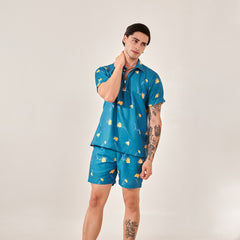 Denim Blue Floral Print Co-ord Set