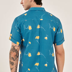 Denim blue printed shirt