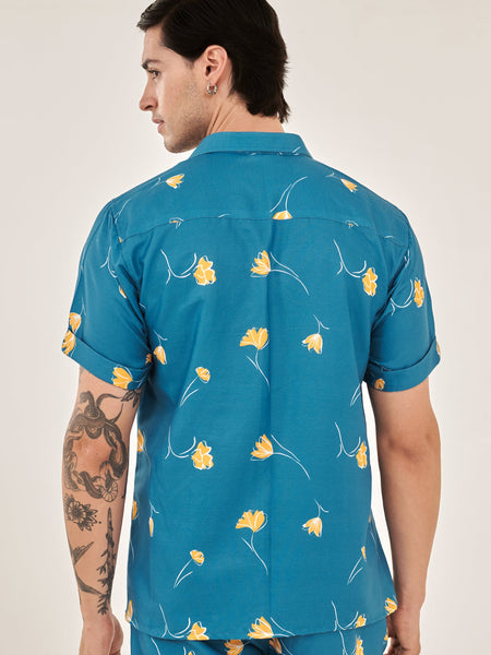 Denim blue printed shirt