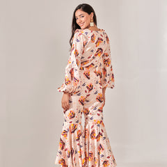 Swiss satin floral printed co-ord set