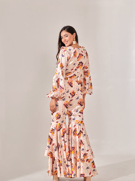 Swiss satin floral printed co-ord set