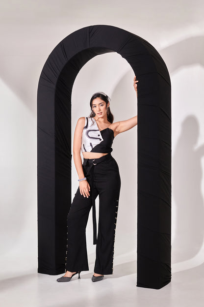 Double Belted Black Jumpsuit