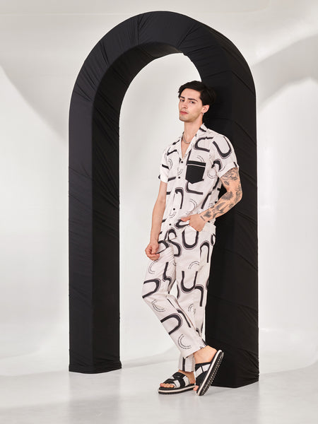 Abstract Ivory Print Co-ord Set