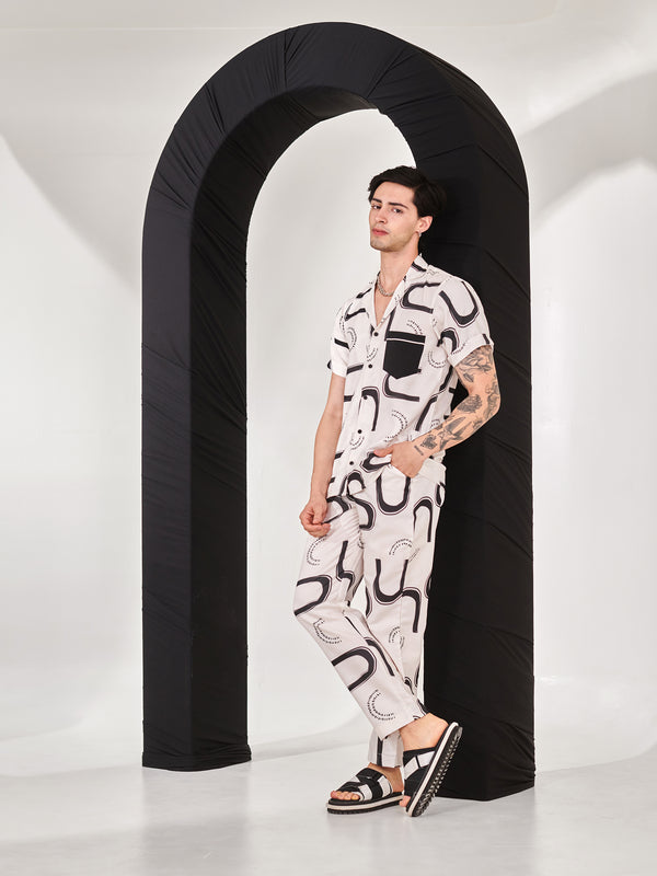 Abstract Ivory Print Co-ord Set