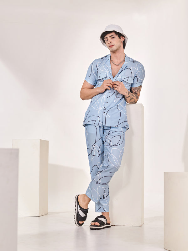 Abstract Blue Print Co-ord Set