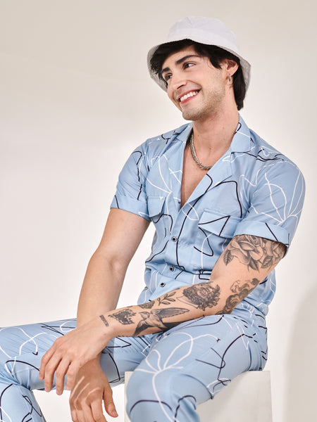 Abstract Blue Print Co-ord Set
