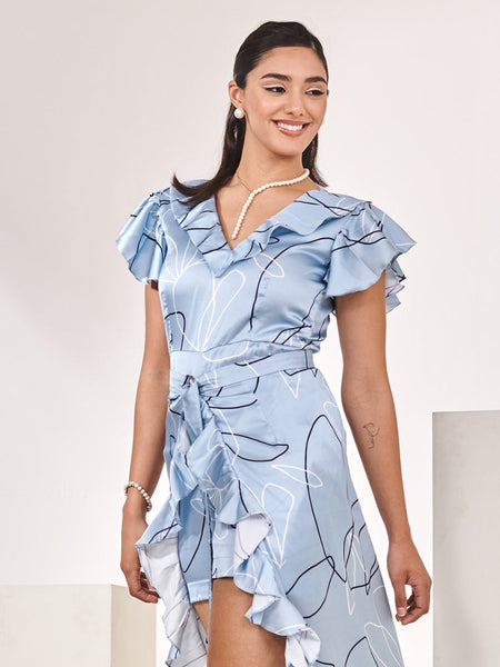 Swiss satin printed romper