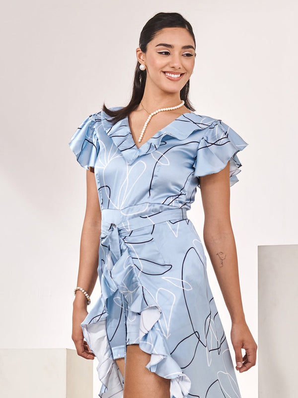 Swiss satin printed romper