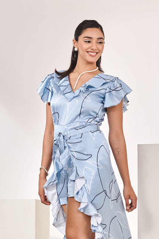 Swiss satin printed romper