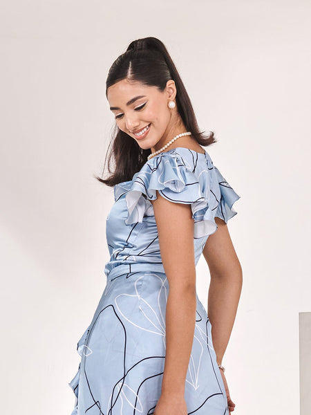 Swiss satin printed romper
