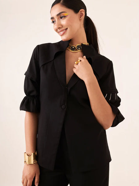 Black rhinestone blazer shirt