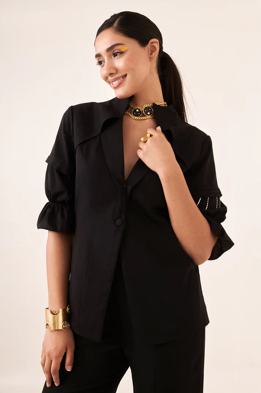 Black rhinestone blazer shirt